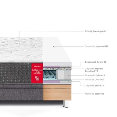 CAMA BOXET PARAÍSO SU MAJESTAD 2 PLAZAS GRIS - 5