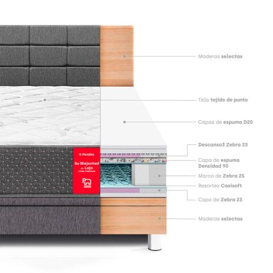 DORMITORIO BOXET PARAÍSO SU MAJESTAD BLOCKS 2 PLAZAS GRIS - 6