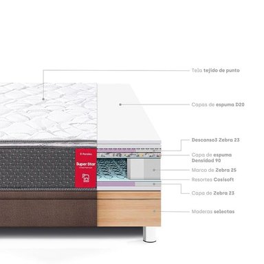 CAMA BOXET PARAÍSO SUPER STAR 1.5 PLAZAS CHOCOLATE - 5