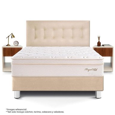 DORMITORIO PARAÍSO ROYAL CLOUD QUEEN + VELADOR CON CAJÓN CHAMPAGNE + 2 ALMOHADAS VISCOELÁSTICAS - 3