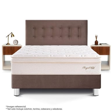 DORMITORIO PARAÍSO ROYAL CLOUD QUEEN + VELADOR CON CAJÓN CHOCOLATE + 2 ALMOHADAS VISCOELÁSTICAS - 3