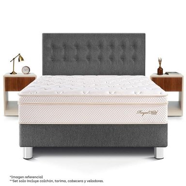 DORMITORIO PARAÍSO ROYAL CLOUD KING + VELADOR CON CAJÓN GRIS + 2 ALMOHADAS VISCOELÁSTICAS - 3