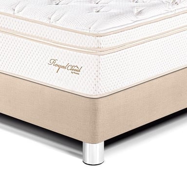 DORMITORIO PARAÍSO ROYAL CLOUD BLOCKS 2 PLAZAS + VELADOR BRISSE CHAMPAGNE + 2 ALMOHADAS VISCOELÁSTICAS - 2