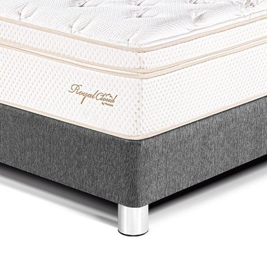 DORMITORIO PARAÍSO ROYAL CLOUD BLOCKS 2 PLAZAS + VELADOR BRISSE GRIS + 2 ALMOHADAS VISCOELÁSTICAS - 2
