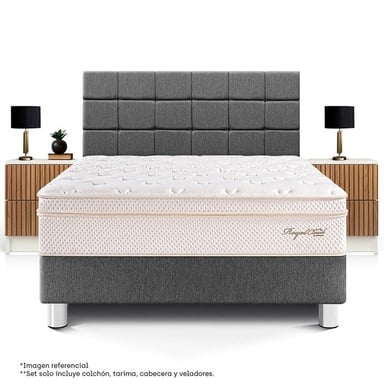 DORMITORIO PARAÍSO ROYAL CLOUD KING + VELADOR BRISSE GRIS + 2 ALMOHADAS VISCOELÁSTICAS - 3