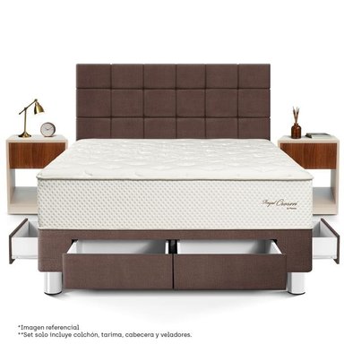 DORMITORIO CON CAJONES PARAÍSO ROYAL CROWN BLOCKS KING + VELADOR CON CAJÓN CHOCOLATE + 2 ALMOHADAS VISCOELÁSTICAS - 3