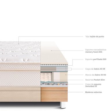 CAMA BOXET PARAÍSO ROYAL CLOUD 2 PLAZAS CHAMPAGNE + 2 ALMOHADAS VISCOELÁSTICAS - 5