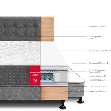DORMITORIO DIVÁN PARAÍSO SU MAJESTAD DE LUJO 2 PLAZAS GRIS - 4