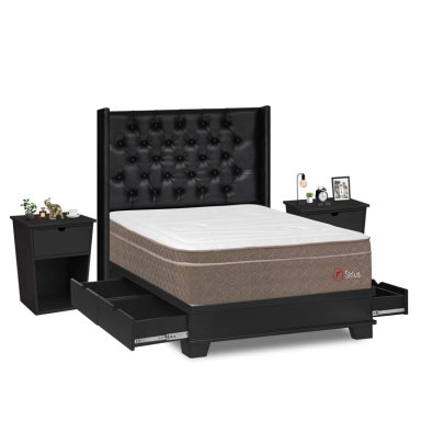 DORMITORIO CON CAJONES FORLI SIRIUS 2 PLAZAS + VELADOR BARI - 2