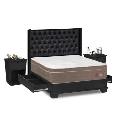 DORMITORIO CON CAJONES FORLI SIRIUS KING + VELADOR BARI - 2
