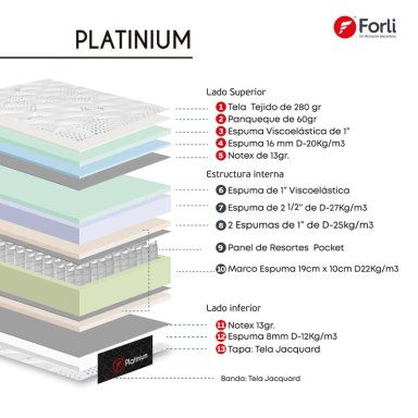 DORMITORIO CON CAJONES FORLI PLATINIUM QUEEN + VELADOR BARI - 8