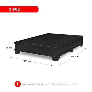 BASE CON CAJONES FORLI LAQUEADO 2 PLAZAS - 4