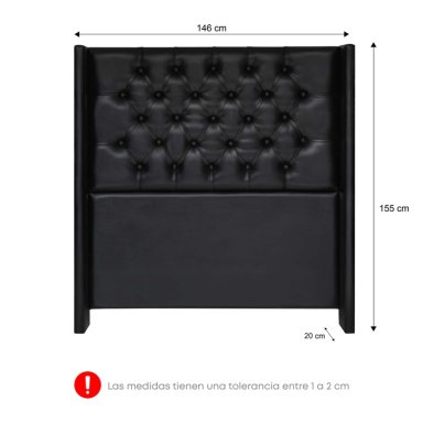 CABECERA FORLI DE LUXE CAPITONE CUERO 2 PLAZAS NEGRO - 3