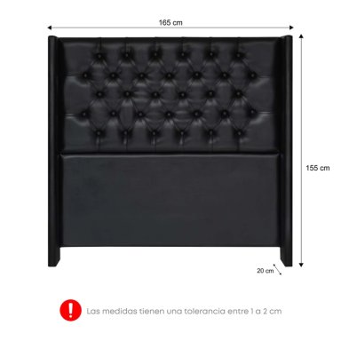 CABECERA FORLI DE LUXE CAPITONE CUERO QUEEN NEGRO - 3