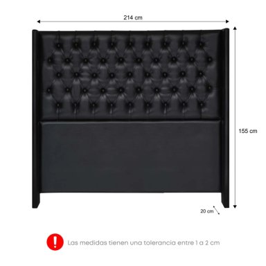 CABECERA FORLI DE LUXE CAPITONE CUERO KING NEGRO - 3