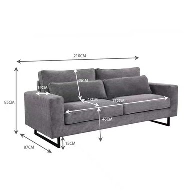 SOFÁ RIPLEY HOME OLIVE 3 CUERPOS GRIS - 3