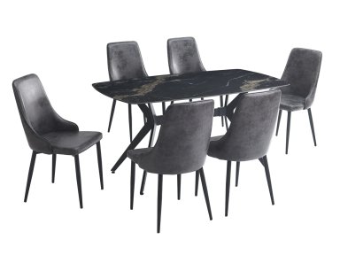 JUEGO DE COMEDOR RIPLEY HOME ANN 6 SILLAS NEGRO - 2