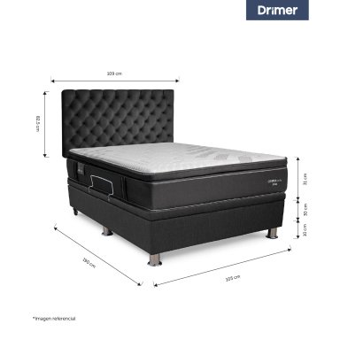 DORMITORIO BOXET DRIMER CROMOPEDIC 1.5 PLAZAS GRIS - 4