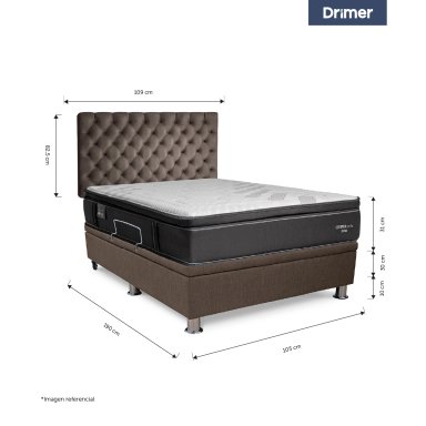 DORMITORIO BOXET DRIMER CROMOPEDIC 1.5 PLAZAS GRIS - 4