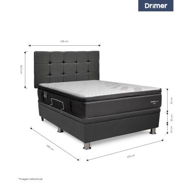 DORMITORIO BOXET DRIMER CROMOPEDIC 2 PLAZAS GRIS - 4