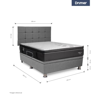 DORMITORIO BOXET DRIMER CROMOPEDIC 1.5 PLAZAS GRIS - 4
