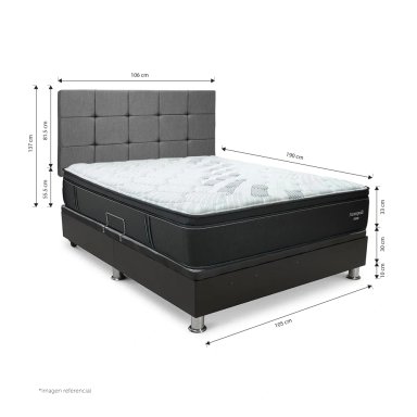 DORMITORIO BOXET DRIMER CROMOPEDIC 1.5 PLAZAS GRIS - 3