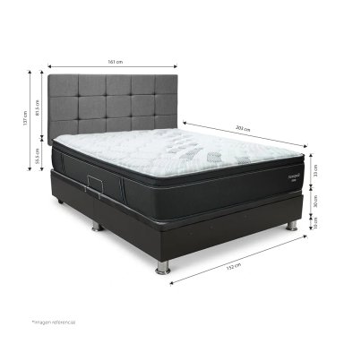 DORMITORIO BOXET DRIMER CROMOPEDIC QUEEN GRIS - 3