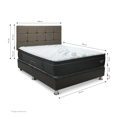 DORMITORIO BOXET DRIMER CROMOPEDIC 1.5 PLAZAS GRIS - 3