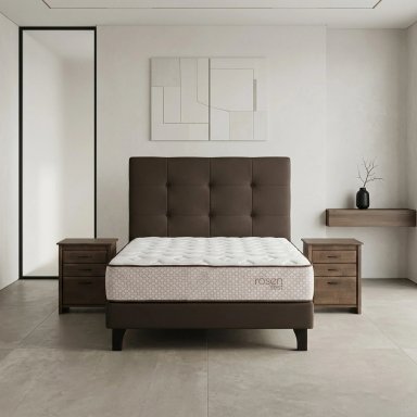 DORMITORIO EUROPEO ROSEN REST 2 PLAZAS ISSEY MOCCA + 2 VELADORES DOLCE - 2