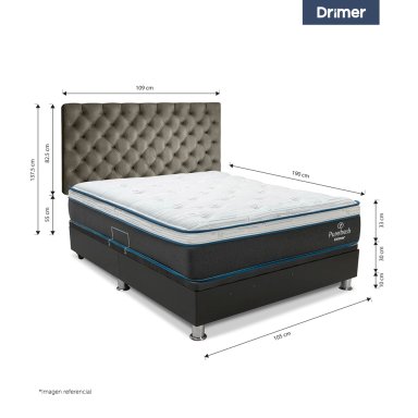 DORMITORIO BOXET DRIMER PUREFRESH LAQEUADA 1.5 PLAZAS CAPITONE BEIGE VIVID - 2