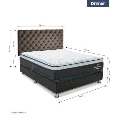 DORMITORIO BOXET DRIMER PUREFRESH LAQEUADA 2 PLAZAS CAPITONE MARRÓN - 2