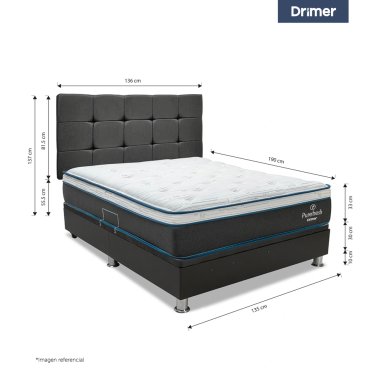 DORMITORIO BOXET DRIMER PUREFRESH LAQEUADA 2 PLAZAS CUADROS GRIS OSCURO - 2