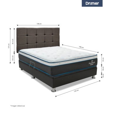 DORMITORIO BOXET DRIMER PUREFRESH LAQEUADA 2 PLAZAS CUADROS MARRÓN - 2