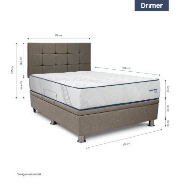 DORMITORIO BOXET DRIMER POCKET SNOW 2 PLAZAS CUADROS BEIGE - 2