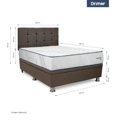 DORMITORIO BOXET DRIMER POCKET SNOW 2 PLAZAS CUADROS MARRÓN - 2