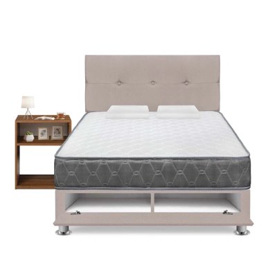 DORMITORIO SABANERA FORLI ACQUA 2 PLAZAS BEIGE + VELADOR TURIN CARAMELO - 2