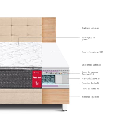 DORMITORIO BOXET PARAISO SUPER STAR BLOCKS 2 PLAZAS CHAMPAGNE - 6