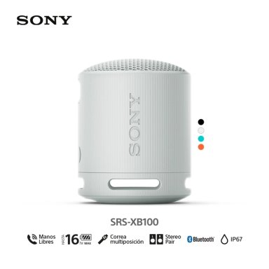 PARLANTE SONY PORTÁTIL SRS-XB100 BLUETOOTH WATERPROOF GRIS - 1