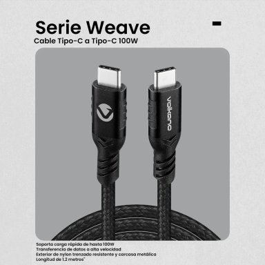 CABLE TIPO C A TIPO C VOLKANO WEAVE SERIES 100W 1.2M - 2