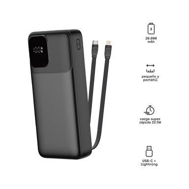CARGADOR PORTÁTIL KUZLER ANKE-107N 20KMAH 2 CABLES - 3