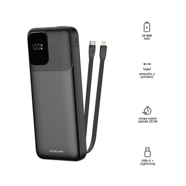 CARGADOR PORTÁTIL KUZLER ANKE-106N 20KMAH 2 CABLES - 3