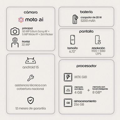 CELULAR MOTOROLA MOTO G17 256GB RAM - 6
