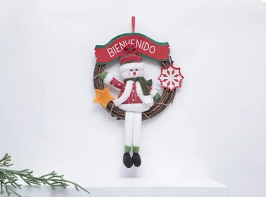 CORONA NAVIDEÑA RIPLEY HOME HOMBRE DE NIEVE 43 CM - 1