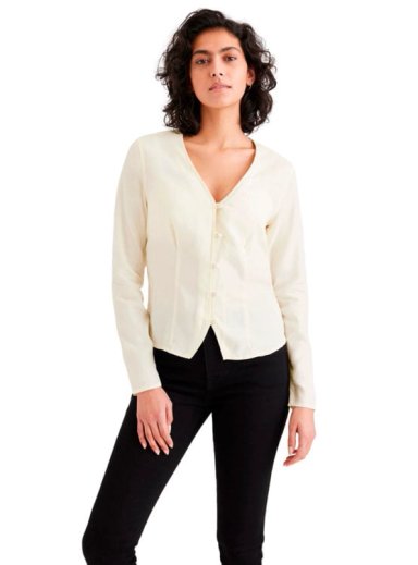 BLUSA ALGODÓN MUJER DOCKERS BLANCO SLEEVE DETAIL