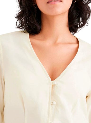 BLUSA ALGODÓN MUJER DOCKERS BLANCO SLEEVE DETAIL - 3