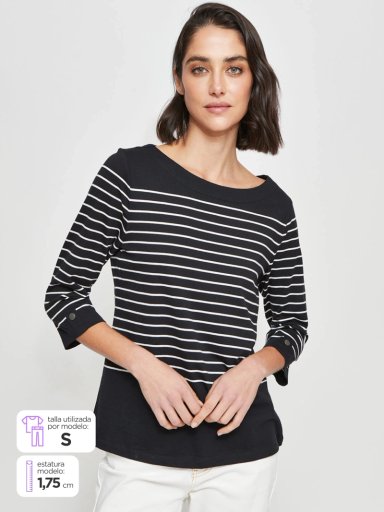 POLO MANGA 3/4 MUJER AZIZ RAYADA