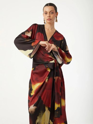 VESTIDO LARGO MUJER VAGRANT GUINDA - 5