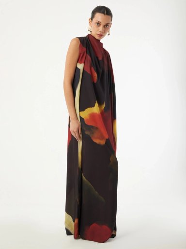 VESTIDO LARGO MUJER VAGRANT GUINDA - 4