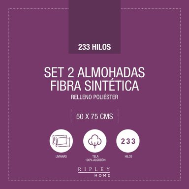 ALMOHADA RIPLEY HOME TWIN PACK QUEEN 75 X 50 CM BLANCO - 2