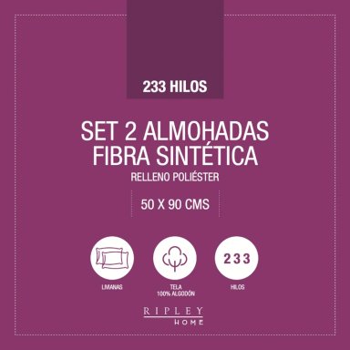 ALMOHADA RIPLEY HOME TWIN PACK KING 90 X 50 CM BLANCO - 3